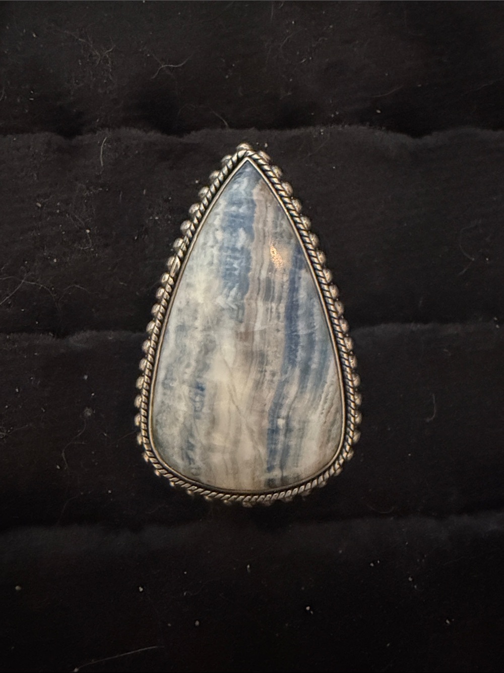 925 silver statement ring with Blue Rhodochrosite stone.  Size 91/2